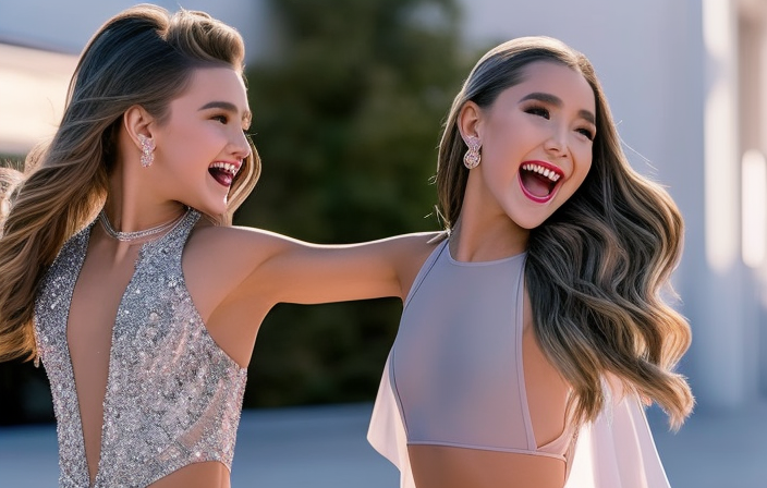 An image showcasing two vibrant TikTok stars, Caitlin and Leah, exuding youthful energy
